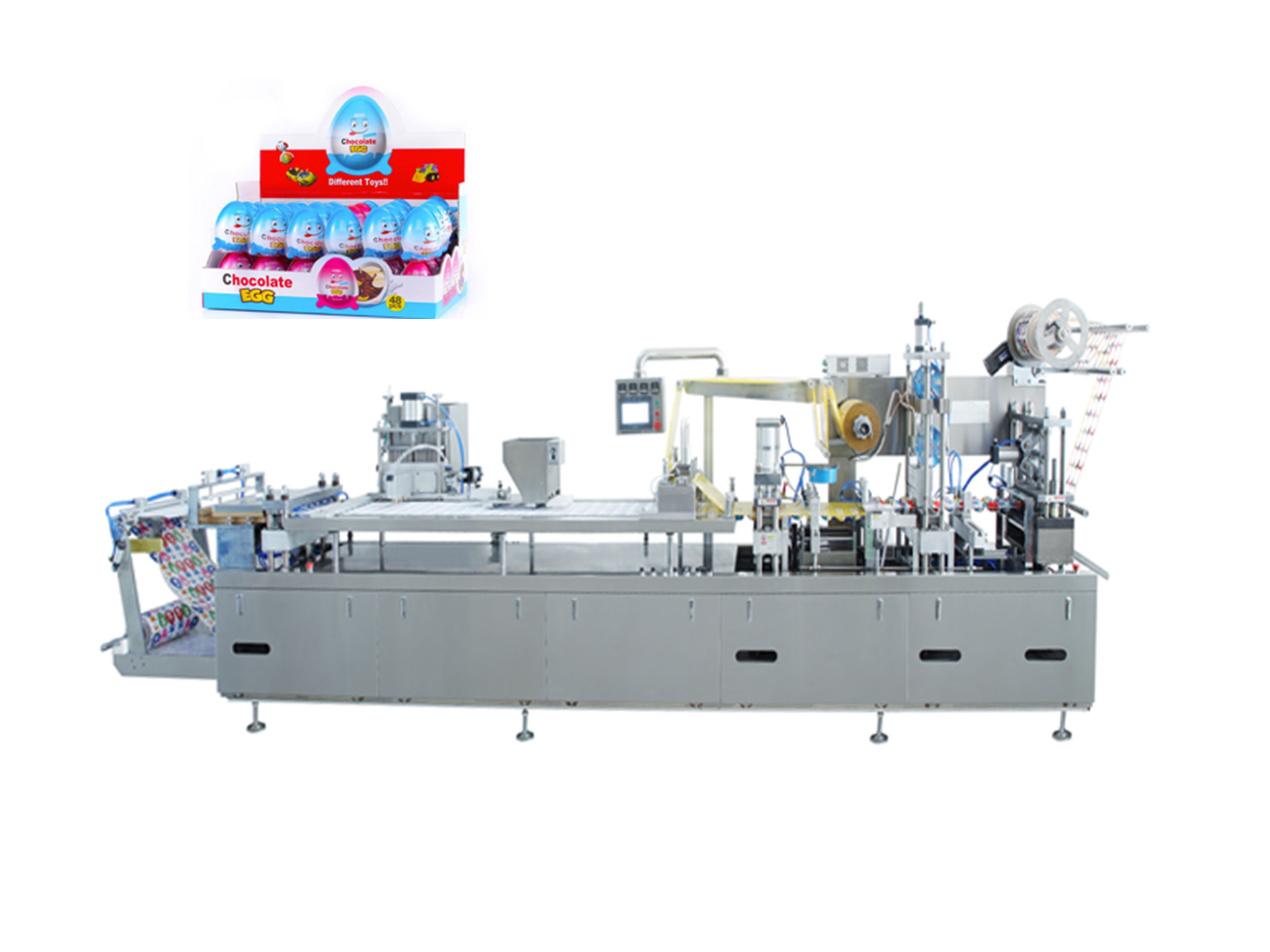Chocolate egg packaging machine and product display