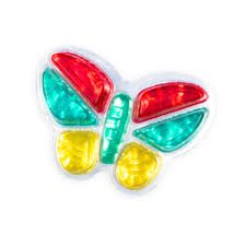 Colorful butterfly-shaped light toy with red, green, yellow.