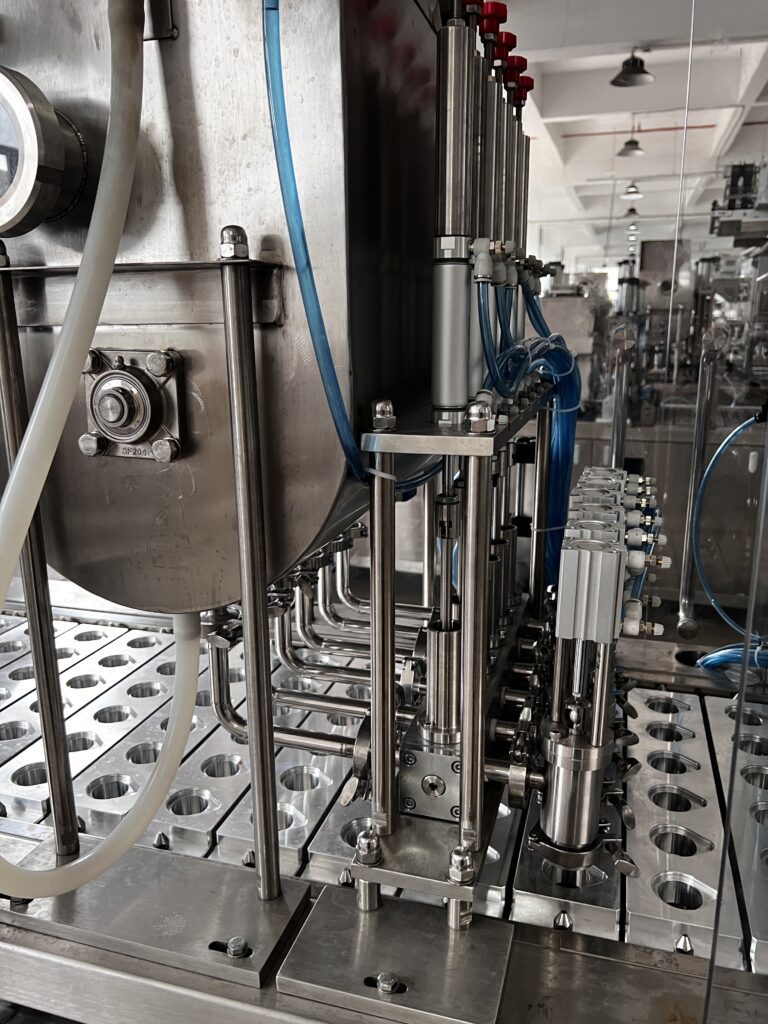 Coffee pod manufacturing process close-up