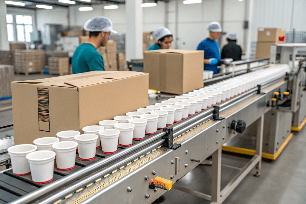conveyor belt for cup packing