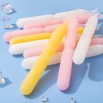 Colorful frozen treats on a blue surface