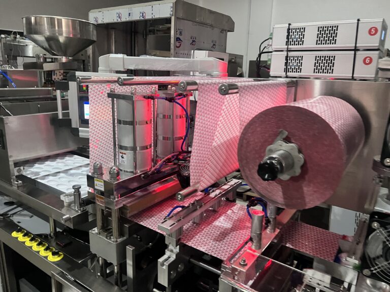 Industrial machine preparing packaging materials