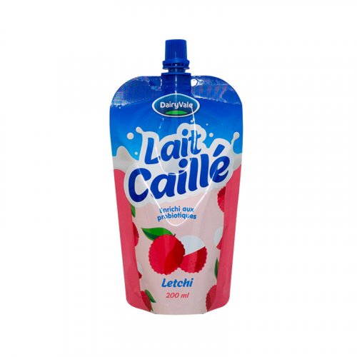 A close-up of a sealed spout pouch for juice