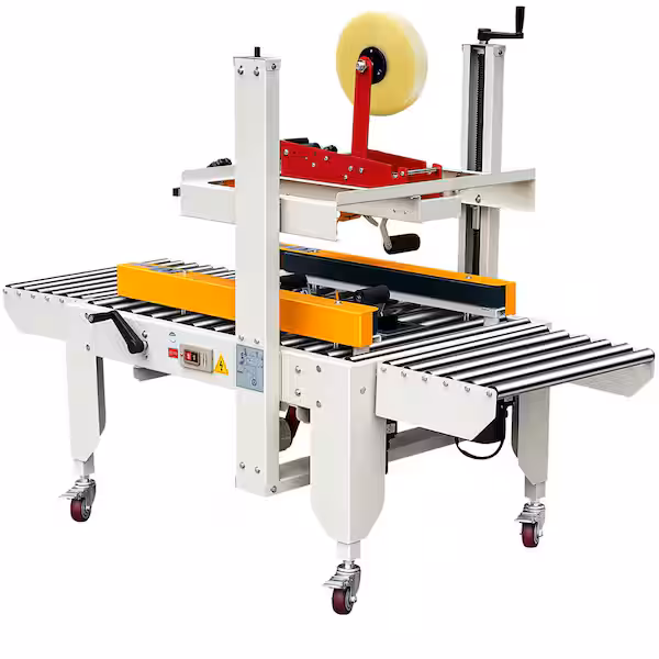 Robotic arm packing sealed water cups into a carton