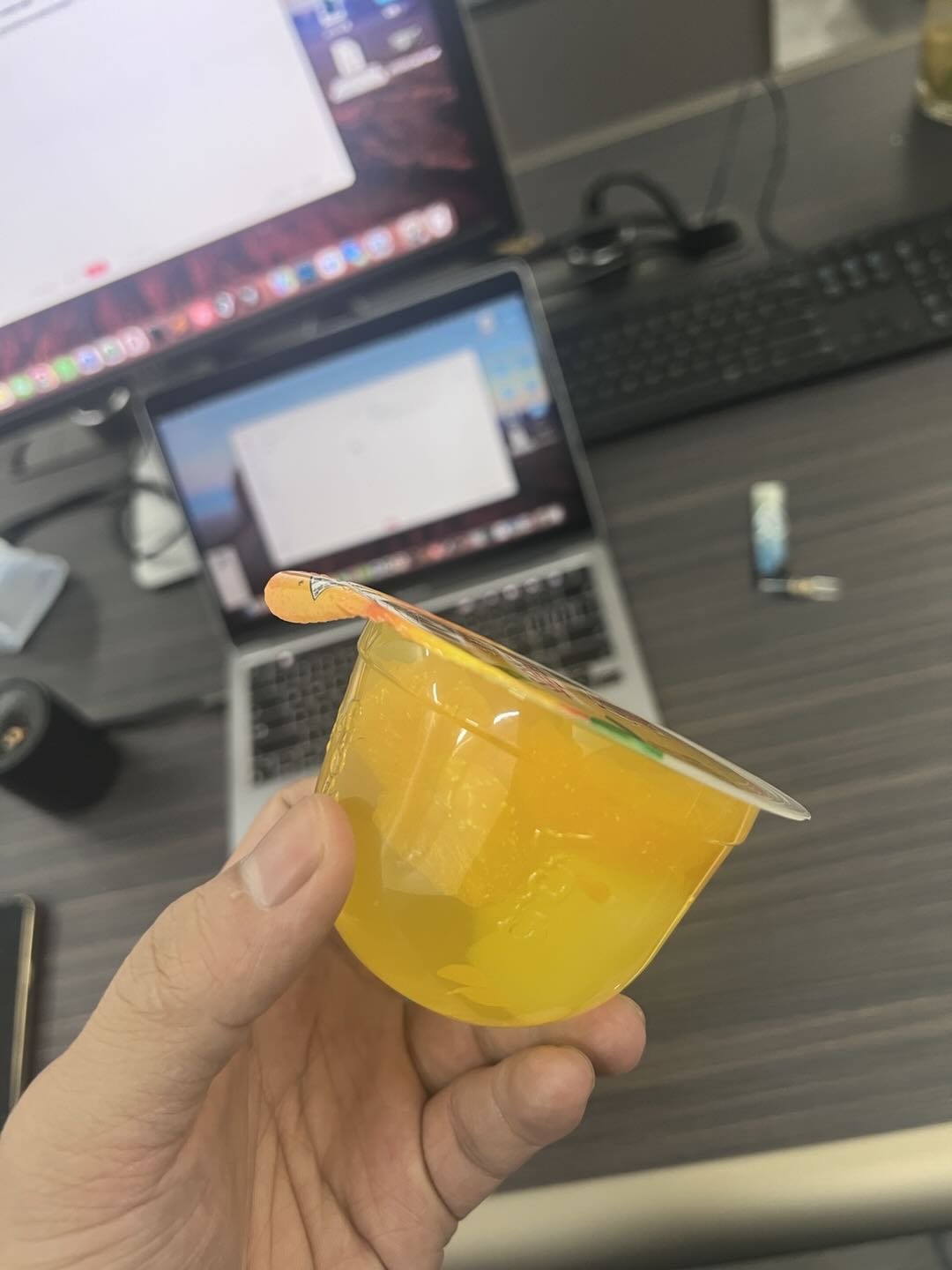 Finished jelly cup product for cup filling and sealing machine sample checking