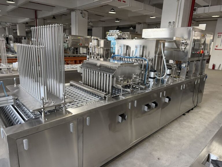 Jelly cup filling and sealing machine overview in factory