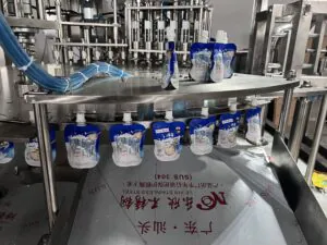 Packaging machine with fruit jelly pouches