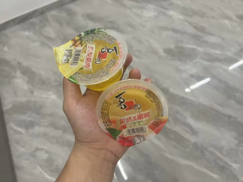 Close-up of a perfectly sealed jelly cup after pasteurization