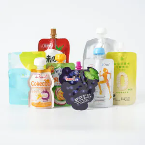 Various colorful baby food pouches on display